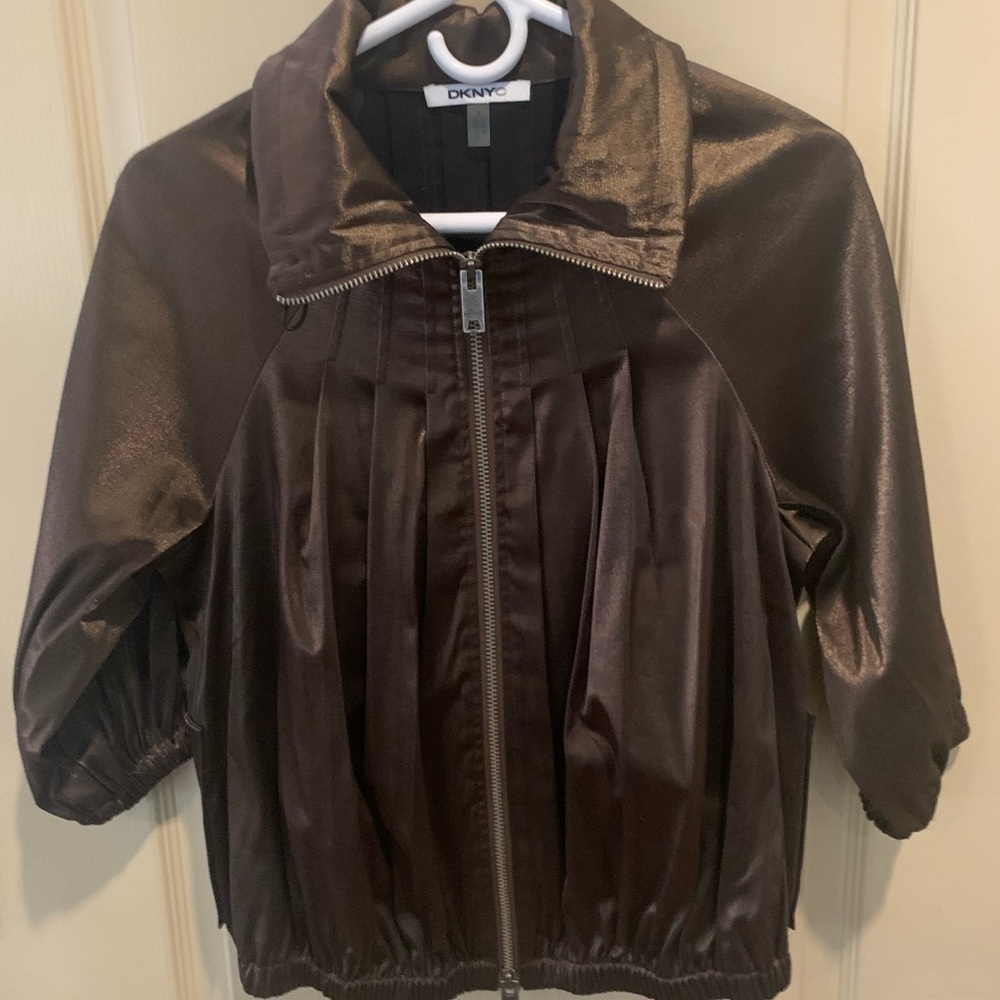 NWOT DKNYC Metallic Bronze Full Zip Jacket, Small